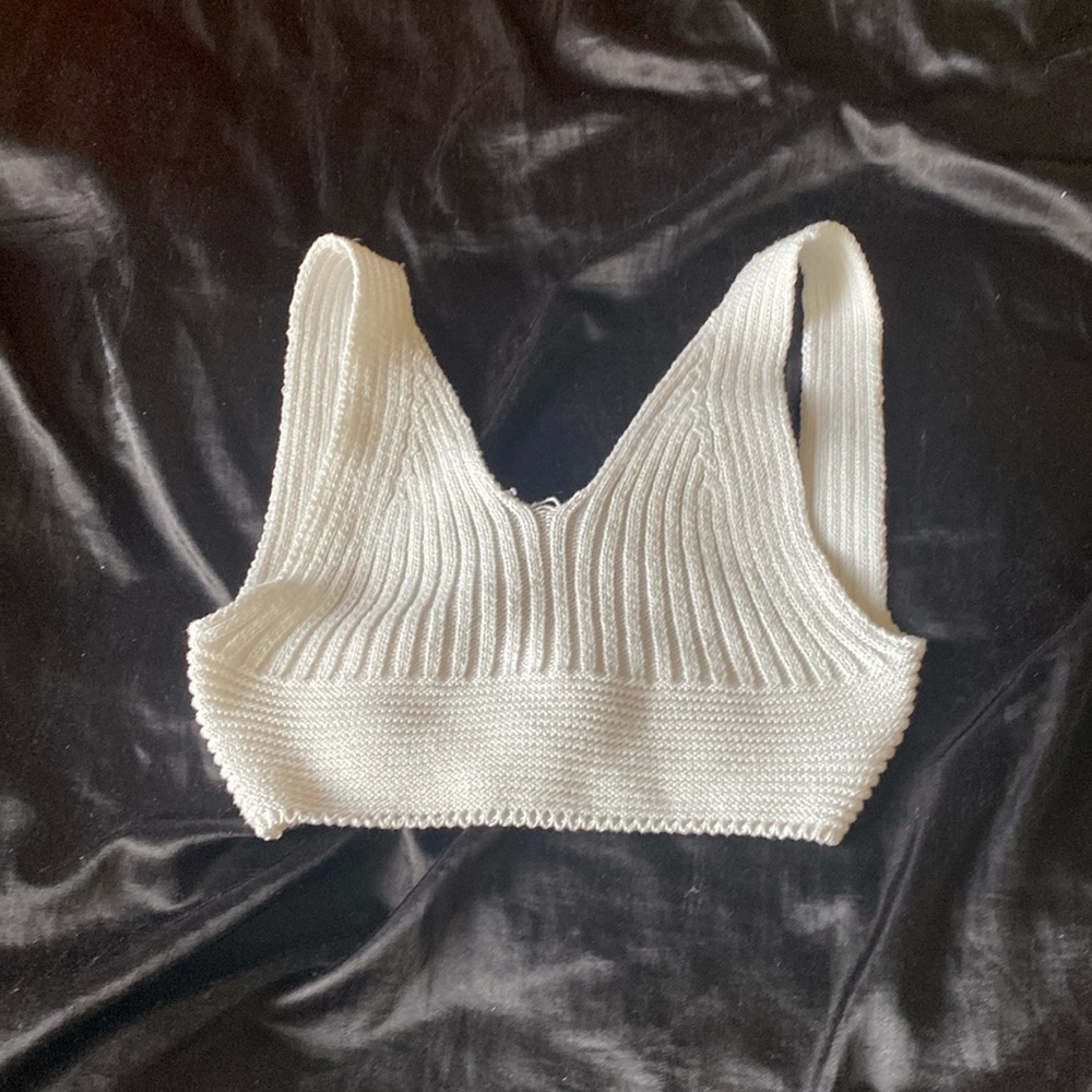 white knitted swim cover top